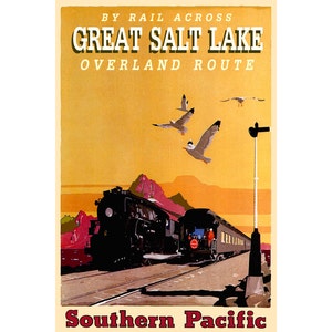 SOUTHERN PACIFIC Railroad Great Salt Lake Train Cartel Nuevo Retro Travel Advertising Art Print 108