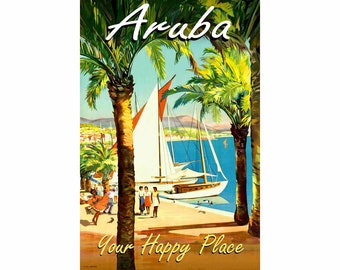Aruba Dutch Caribbean Islands Travel Poster Champseix Repro Art Print 387
