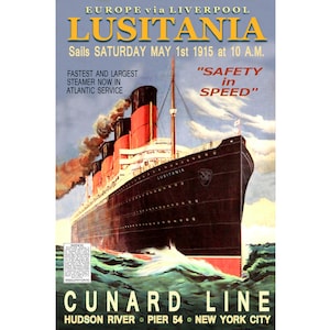 RMS Lusitania CUNARD LINES neue Retro Schiff Poster Ozean Liner Reisen Kunstdruck 215