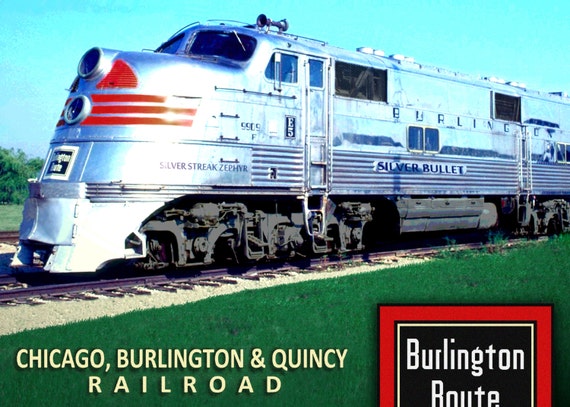 Burlington & Quincy Silver Pilot Train Sturdy Metal Sign Logo Photo Chicago 
