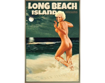 Long Beach Island New Jersey Shore Marilyn Monroe Moon LBI Travel Poster Art Print 347