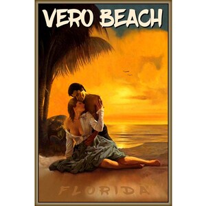 Vero Beach Sunrise Indian River County Florida Cartel de viaje Atlantic Coast Pulp Cover Art Print 380