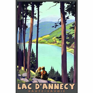 Lac D’Annecy Haute Savoie France Travel Poster Art Roger Broders Repro Print 372