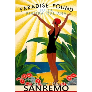 Sanremo Italian Riviera Mediterranean Liguria Travel Poster Roger Broders Repro Art Print 314