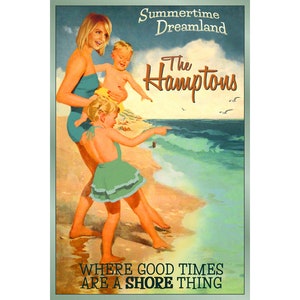 The Hamptons Long Island New York Poster New Retro Family Beach Empire State Travel Art Print 398