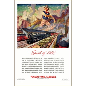 PRR Spirit of 1943 Patriotic World War 2 Magazin Ad Reproduktion Pennsylvania Eisenbahn Eisenbahn Kunstdruck 393