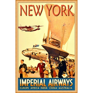 New York Imperial Airways New Travel Poster British Short L17 Scylla Biplane Airliner Empire Flying Boat Art Print 279