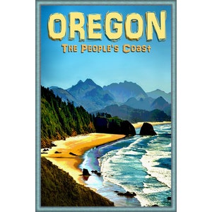 Oregon Coast Poster Cannon Beach Portland Ocean Sea Shore Pacific Northwest Art -available in 4 sizes- Print 283