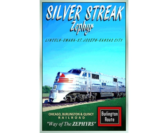 Silver Streak Zephyr Burlington Route New Retro Poster