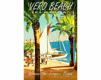 Vero Beach Florida Atlantic Treasure Coast Travel Poster Champseix Repro Art Print 387