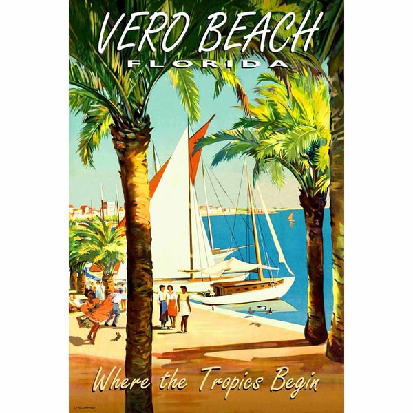Vero Beach Florida Atlantic Treasure Coast Travel Poster Champseix Repro Art Print 387