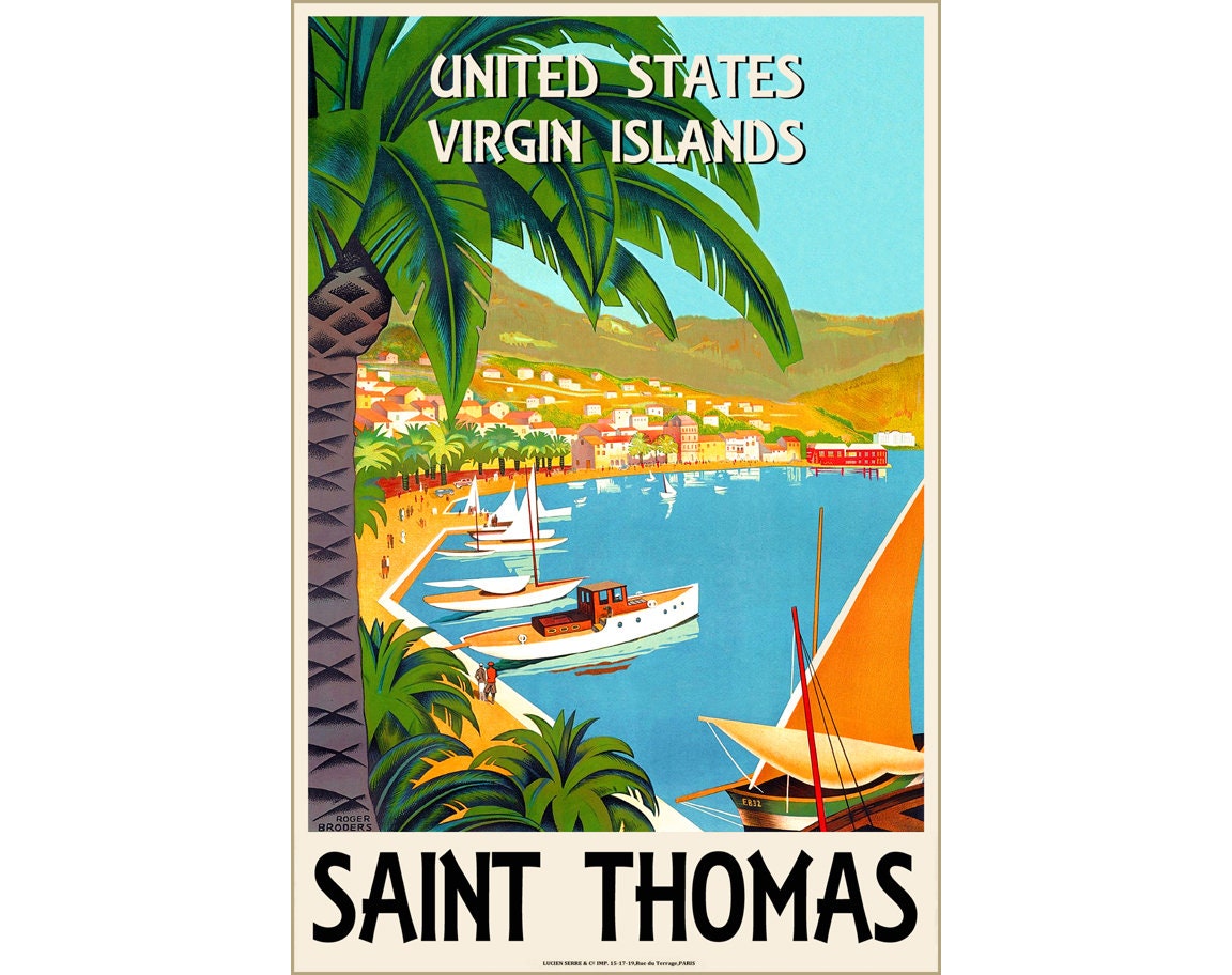 St Thomas US Virgin Islands Caribbean Travel Poster Roger Broders