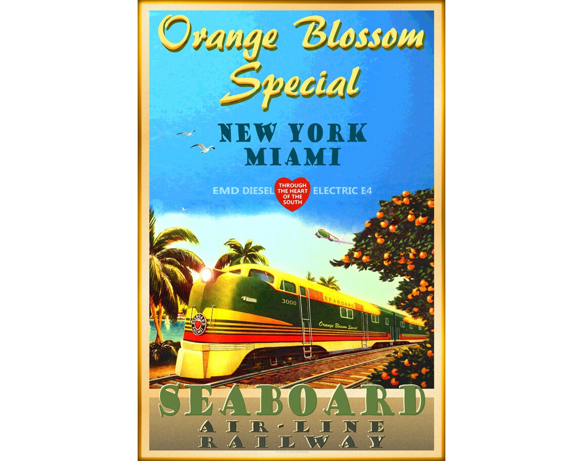 Orange Blossom Special Train Art Poster Seaboard Air Line Railway