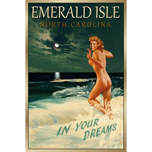 EMERALD ISLE Carolina del Norte Marilyn Monroe Cartel de viaje nuevo original retro baño belleza Pin Up Océano Arte Impresión 172