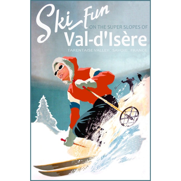 Ski Fun Val d'Isere France Affiche New Retro Winter Sports Travel Art Print 311