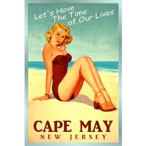 CAPE MAY New Jersey Ozean Strand Pin Bis Poster Zeit unseres Lebens neue Retro Atlantic Shore Kunstdruck 167