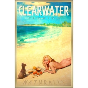 CLEARWATER natürlich Marilyn Monroe Strand Pin Up Florida Reise Poster - 3 Größen bis zu 24 "x 36" - neue Original Retro tropischen Kunstdruck 263