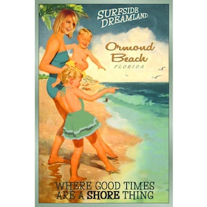 Ormond Beach Florida Volusia County Family Travel Poster New Retro Kunstdruck 398