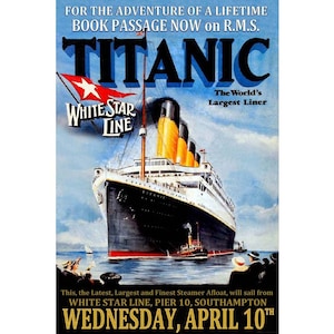 RMS Titanic White Star Line Maiden Voyage Retro Poster New Ship Art Print 043