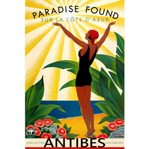 Antibes Cote D'Azur France Travel Poster Mediterranean Art Roger Broders Repro Print 314