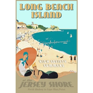 Long Beach Island LBI New Jersey Shore Retro Art Deco Reise Poster Atlantik Strand High Society Druck 341