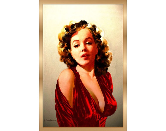 MARILYN MONROE Retrato original en rojo vestido satinado - Etsy México MARILYN MONROE Retrato original en rojo vestido satinado - Etsy México