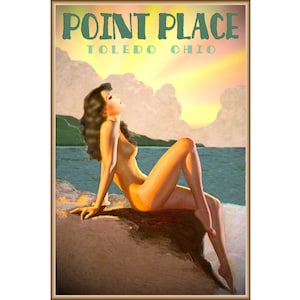 Point Place Toledo Ohio Natalie Wood Retro Pin Up Travel Poster Earl Moran Art Print 355