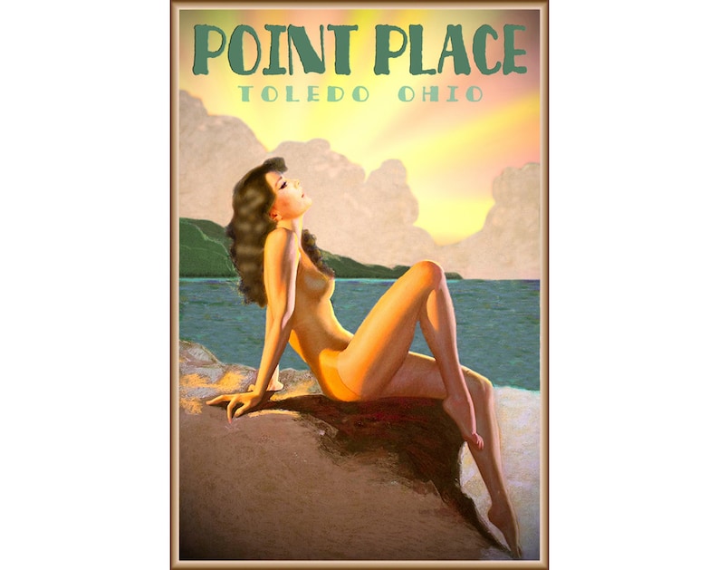 Point Place Toledo Ohio Natalie Wood Retro Pin Up Travel Poster Earl Moran Art Print 355