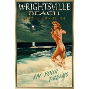 WRIGHTSVILLE BEACH Carolina Marilyn Monroe Cartel de viaje nuevo original retro baño belleza Pin Up Océano Arte Impresión 172