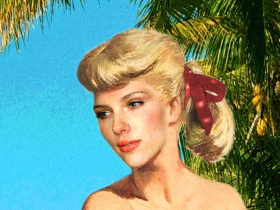 4 sizes New Retro Nude Beach Bathing Beauty Pin Up Ocean Travel Art Print 169 DAYTONA BEACH Florida-New Original Marilyn Monroe Poster