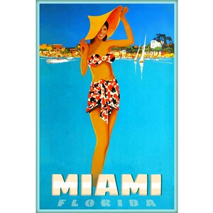 Miami Dade County Florida Cartel de viaje Atlantic Coast Art Repro Print 377