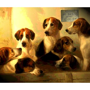 Fox Hounds Hunting Big Eyed Cute Puppies Honden Poster Art Print 007