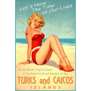 Turks- und Caicosinseln Strand Schönheit Pin Bis Poster Karibische Meer Küste Kunstdruck 296