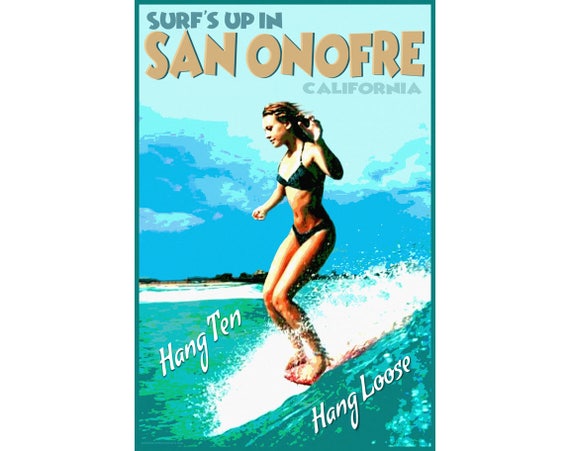 VENICE BEACH California New Original Poster Pacific Ocean Pin Up Art Print 241