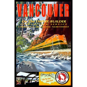 VANCOUVER Washington Great Northern Railway Train Travel Poster New Original Retro Railroad Art Print 048