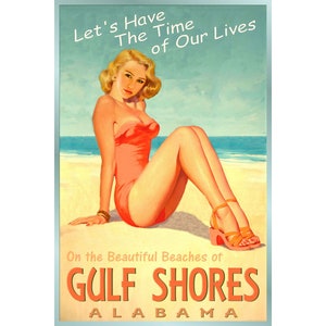 Gulf Shores Alabama Ocean Beach pin up cartel de viaje tiempo de nuestras vidas nuevo retro Atlantic Shore Art Print 205