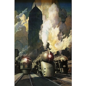 New York Central System Streamliners  New Retro Poster Henry Dreyfuss Railroad Train Chicago Leslie Ragan Art Deco Print 245NBT