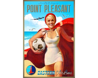 Point Pleasant Beach New Jersey Eastern Air Lines New Travel Poster Soccer Mom Pin Up Art Print 349