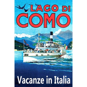 LAKE COMO Urlaub in Italien neue Retro Tourismus Poster Fähre Fähre Reise Kunstdruck 209