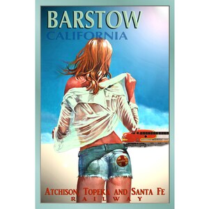 BARSTOW California Santa Fe Railroad New Original Poster Retro Train Travel Tourism PinUp Art Print 099