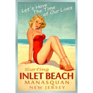 INLET BEACH New Jersey Ozean Strand Pin Up Poster Zeit unseres Lebens neue Retro Atlantic Shore Kunstdruck 167