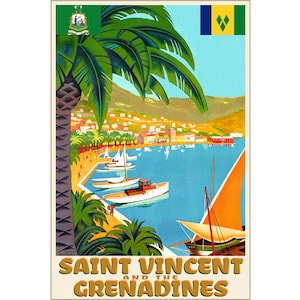 Poster di viaggio caraibico di Saint Vincent e Grenadine Roger Broders Repro Art Print 313