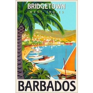 Barbados Bridgetown West Indies Travel Poster Roger Broders Repro Art Print 313