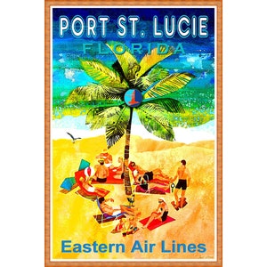 Port St Lucie Florida Eastern Air Lines New Sunshine State Reise Poster Strand Palme Ozean Kunstdruck 278