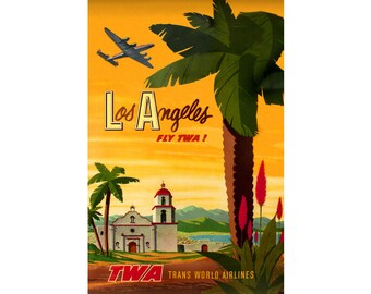 TWA Los Angeles Lockheed Constellation Nuevo póster retro 1940 Avión Viaje Arte Impresión 068