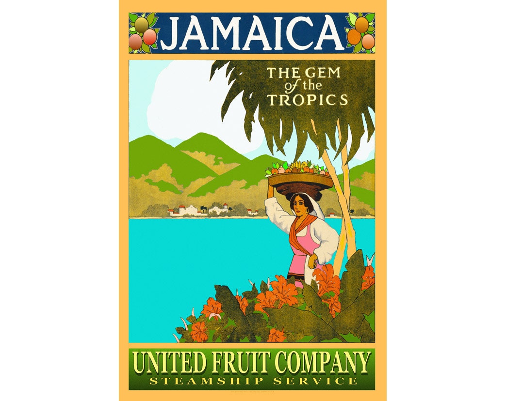 Jamaica The Gem of the Tropics Vintage Travel Art Print Poster 12x18 inch 