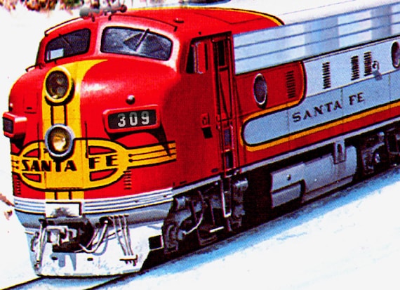 Affiche Vintage Santa Fe Train - Poster HQ 70x100cm - Neuf