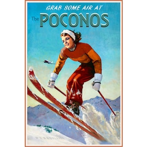 Pocono Mountains Pennsylvania Marilyn Monroe Aerial Freestyle Snow Ski Winter Sports Travel Poster Art Print 350