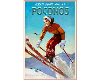 Pocono Mountains Pennsylvania Marilyn Monroe Aerial Freestyle Snow Ski Winter Sports Travel Poster Art Print 350