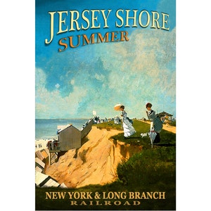 New York & Long Branch Railroad Retro Zug Reisen Poster Jersey Shore Beach Sommer Sonne Ozean - erhältlich in 4 Größen - Kunstdruck 087